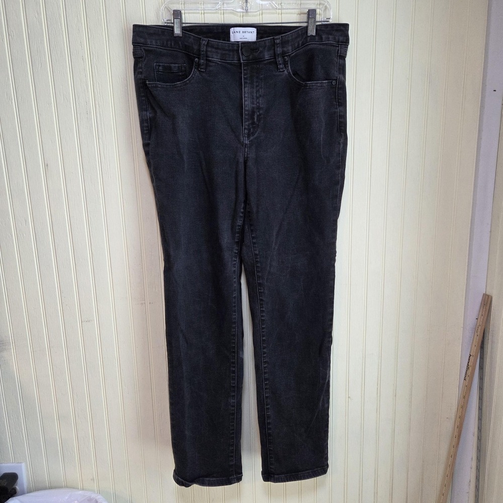 Lane Bryant Jeans Womens 16‎ Black Charcoal Wash Straight Stretch Denim Plus